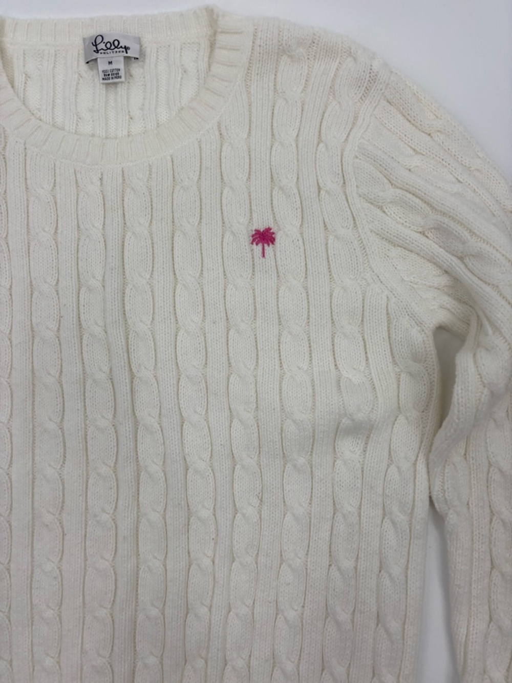 Lilly Pulitzer Sweater Vintage White Cable Knit - Picture 2 of 8